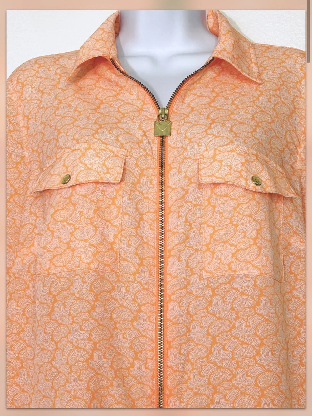 Michael Kors Light Orange Front Zip Top